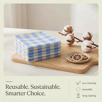 Urban Villa Kitchen Towels Set of 6 Blue Sand Buffalo Checks Kitchen Towels 20X30 Inches 100% Cotton Highly Absorbent Kitchen Towels Premium Quality Ultra Soft Mitered Corners KitchenTowels