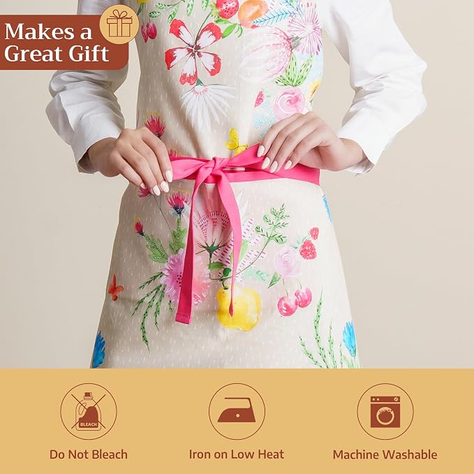 Maison d' Hermine 100% Cotton Apron for women with Pocket Kitchen Chef Apron for Men Cooking Spring Summer
