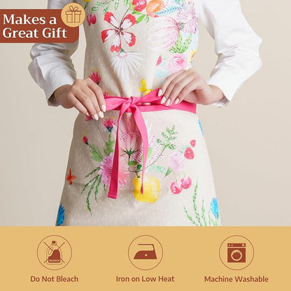 Maison d' Hermine 100% Cotton Apron for women with Pocket Kitchen Chef Apron for Men Cooking Spring Summer
