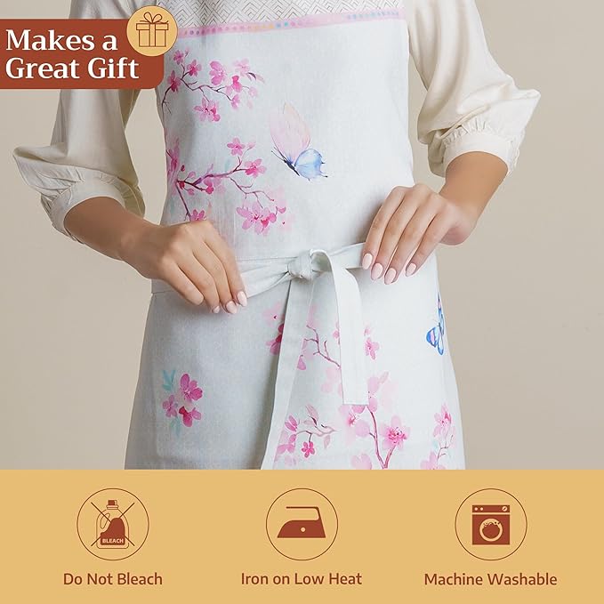 Maison d' Hermine 100% Cotton Apron for women with Pocket Kitchen Chef Apron for Men Cooking Spring Summer