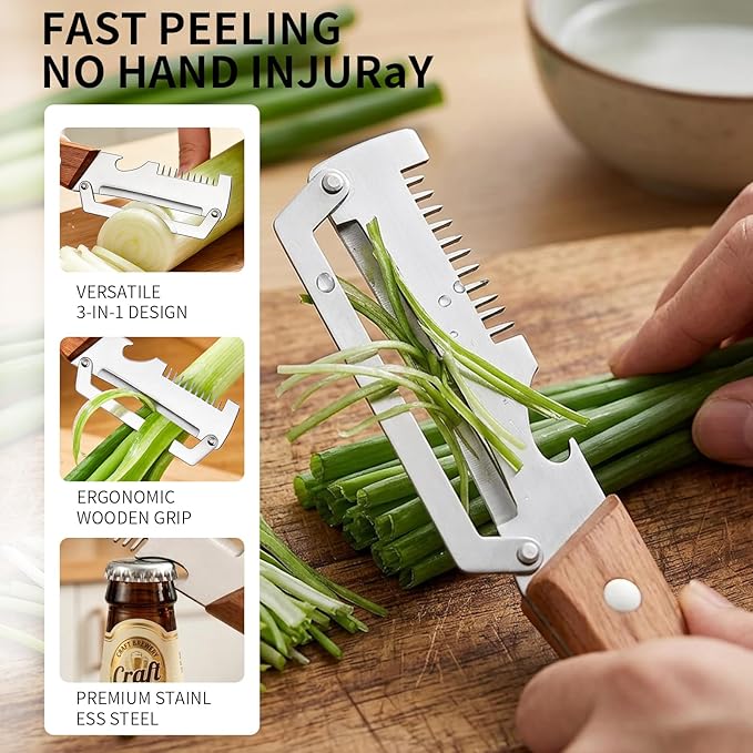 3PCS Multi-Functional Kitchen Peeler, 3 in 1 Premium Vegetable Peeler with Wooden Handle and Bottle Opener,Kitchen Gadgets Tool for Fruit Pumpkin Peeling Potato Carrot Veggie Peeler