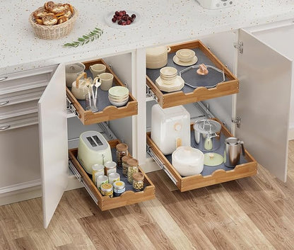 OCG Pull Out Drawers For Kitchen Cabinets 14" W x 21" D, Slide out Wood Drawer Shelf, Pull Out Shelves for Base Cabinet Organization in Kitchen, Pantry, Bathroom