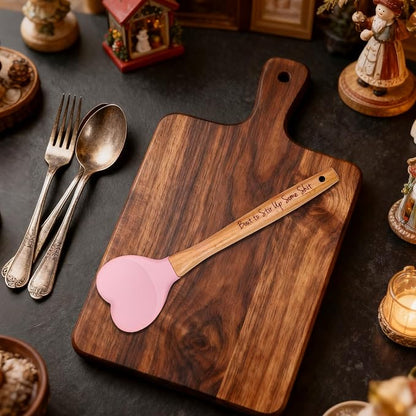 Funny Wooden Spoons for Cooking Bout to Stir Up Some Shit Laser Engraver Gifts Personalized Home Kitchen Long Handle Spoons for Cooking Tools Heart-Shaped Silicone Spatula