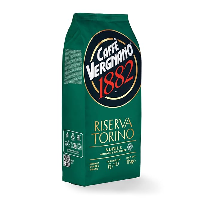 Caffe Vergnano Riserva Torino Nobile Arabica Robusta Coffee Beans, 2.2 lb Bag - Light Roast Whole Bean Espresso for French Press, Drip Coffee Maker, Automatic Coffee Machine & Moka Pot