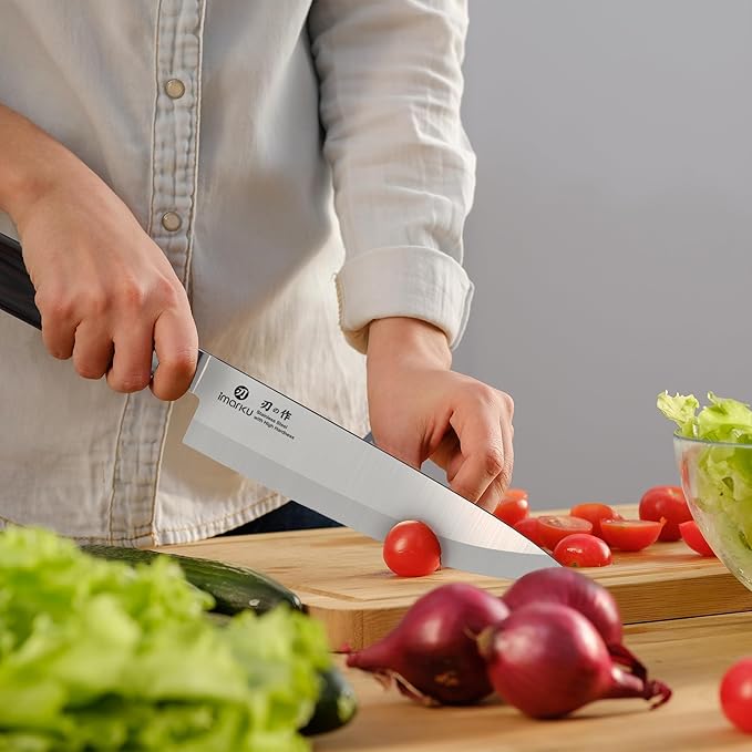 imarku Chef Knife 8-Inch Pro Japanese Kitchen Knife High-Carbon Stainless Steel Paring Knife Ergonomic Handle Rasor Sharp Single-Bevel Edge Gift for Men and Father's Day