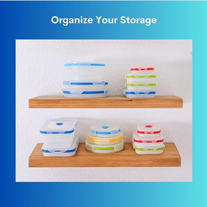 ECOBERI Collapsible Food Storage Containers, Silicone Large 2 Piece 40 oz Set, BPA-Free Meal Prep and Leftover Containers with Airtight Lids, Space-Saving, Freezer Safe