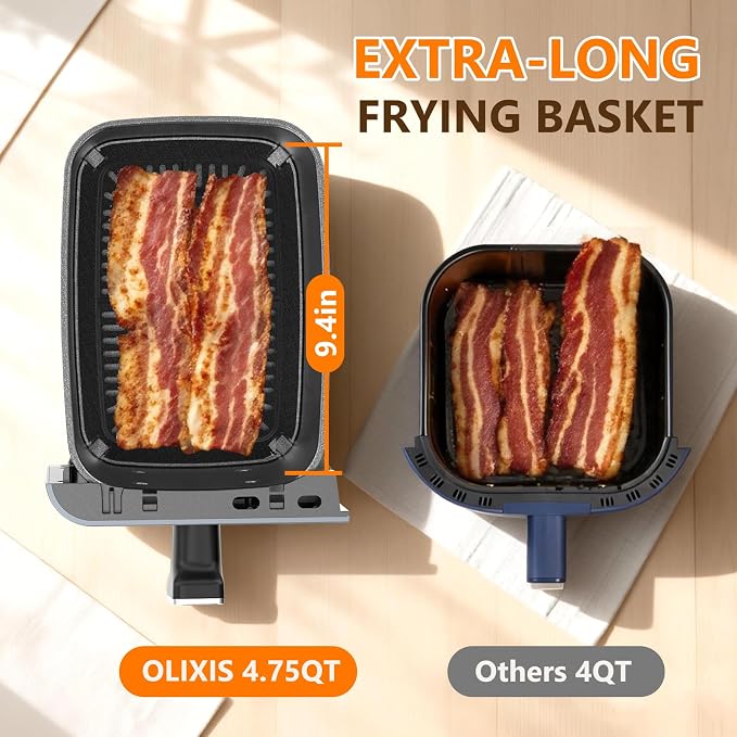 DUMOS Dual Air Fryer with 2 Baskets, 10-in-1 Large Airfryer 9QT with Ceramic Crisper Plate, Sync Finish & Match Cook, Shake Reminder, Wide Temperature 80-450°F, Roast Bake Defrost Dehydrate, Grey