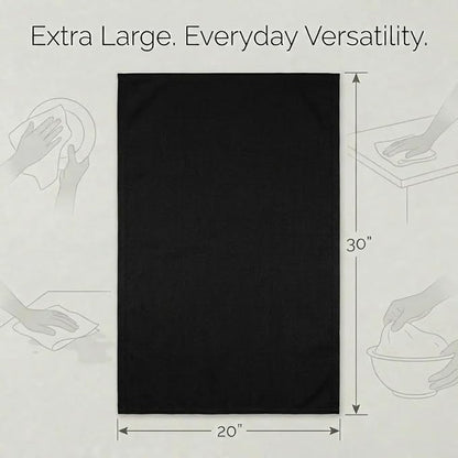 Urban Villa Kitchen Towels 100% Cotton Dish Towels for Kitchen(Set of 6) 20”x30” Dish Cloths Highly Absorbent Kitchen Linen Set with Hanging Loop Perfect for Drying Dishes Cleaning Hand Towels – Black