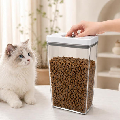 UFORU Dog Food Storage Containers with Twist Lock Lid, 4.4 Qt Airtight Cat food container, BPA-Free Stackable Kitchen Pantry Organizers and Storage, One Button Opening Pet Treat and Food Container