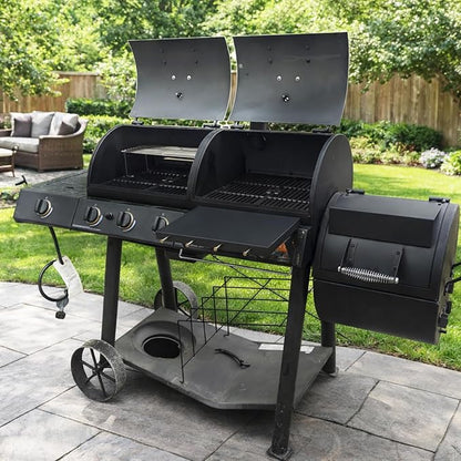 Utheer Front Shelf for Oklahoma Joe's Longhorn Combo 3-Burner Charcoal/Gas Smoker Grill, Heavy-Duty Steel Oklahoma Joe Grill Parts with 4 Tool Hooks, 17.6" x 12.1" Replacement Accessories