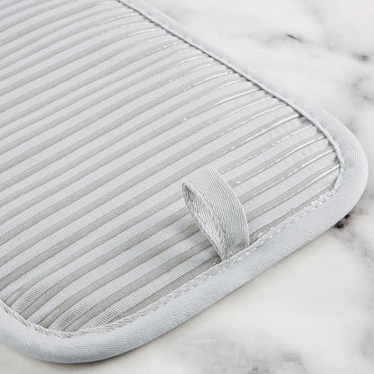 KITCHENAID Quilted Cotton Terry Cloth Oven Mitt, Pot Holder, Kitchen Towel 4-Pack Set, Heat Resistant, Silicone Grip, 16"x26", 7"x13" & 7"x10", Matte Grey