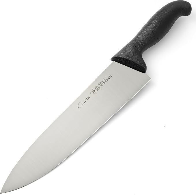 CURTA 10-inch Commercial-Grade Chef's Knife, NSF Listed, Ergonomic, Non-slip Black Handle, High Carbon 420 Stainless Steel Forged Blade Straight Edge, Dishwasher Safe, Rust Proof