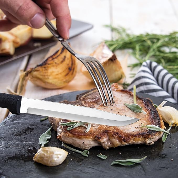 Rada Cutlery 3-Piece Cook's, Cook's Utility, and Super Parer Knives with Quick Edge Sharpener, Stainless Steel Blades, Black Handle