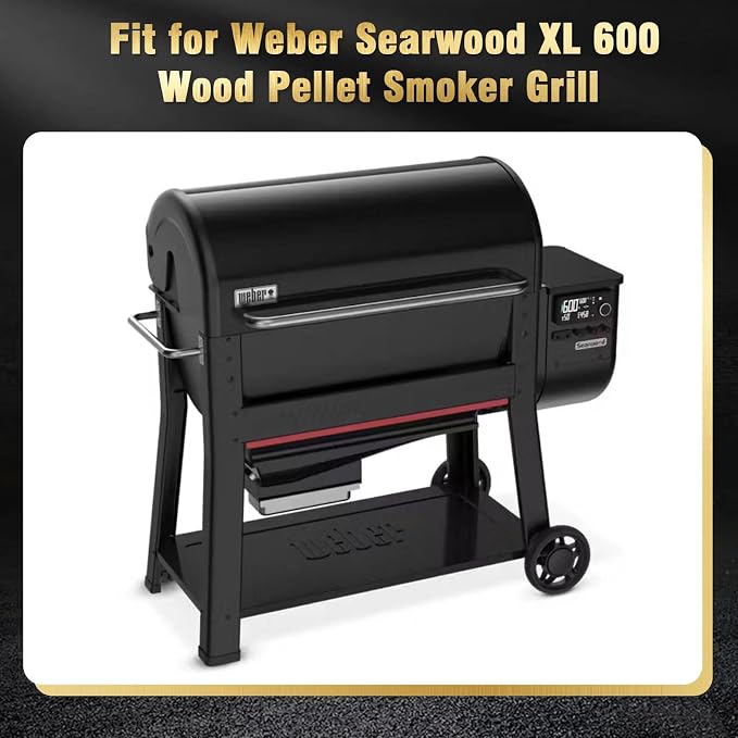 Front Folding Grill Table for Weber Searwood XL 600 Pellet Grill, 35" x 12.5" Large Prep Shelf with Stainless Steel Basin, Cutting Board, Lid & 5 Hooks, Heavy-Duty Weber Searwood XL 600 Accessories