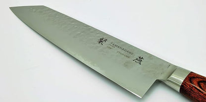 Tamahagane Tsubame SNH-1133 Kengata Knife 7.5"/190mm With Brown Pakkawood Handle and 3-Ply Hammered Steel Blade