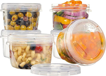PLASTICPRO 12 Pack Twist Cap Food Storage Containers with Clear Screw on Lid- 16 oz Reusable Meal Prep Containers - Freezer and Microwave Safe Clear Plastic Food Storage
