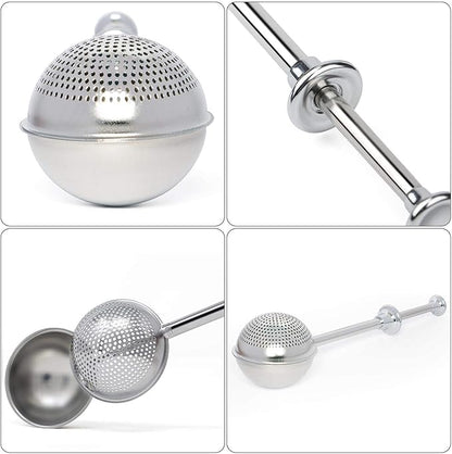 HULISEN Set of 2 Flour Duster for Baking, Powdered Sugar Shaker Duster, 18/8 Stainless Steel Pick Up and Dust Flour Sifter with Spring-operated Handle for Easy One-handed Operation