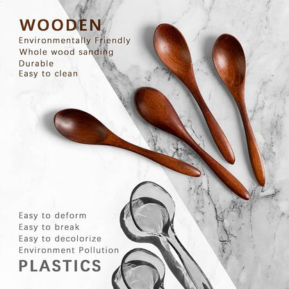 4 PCS Small Wooden Spoons, 5.8 Inch Honey Spoons for Tea, Hardwood Wooden Honey Teaspoon for Coffee, Little Tiny Wood Spoons, Bamboo Table Spoon for stirring, Wooden Spoons for Utensils Set