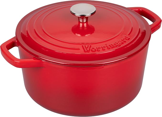 VORRINGARD Enameled Cast Iron Dutch Oven Pot with Lid, for Bread Baking, Round Bread Oven- include Sourdough Bread Baking Supplies Set, 4.5QT, Red