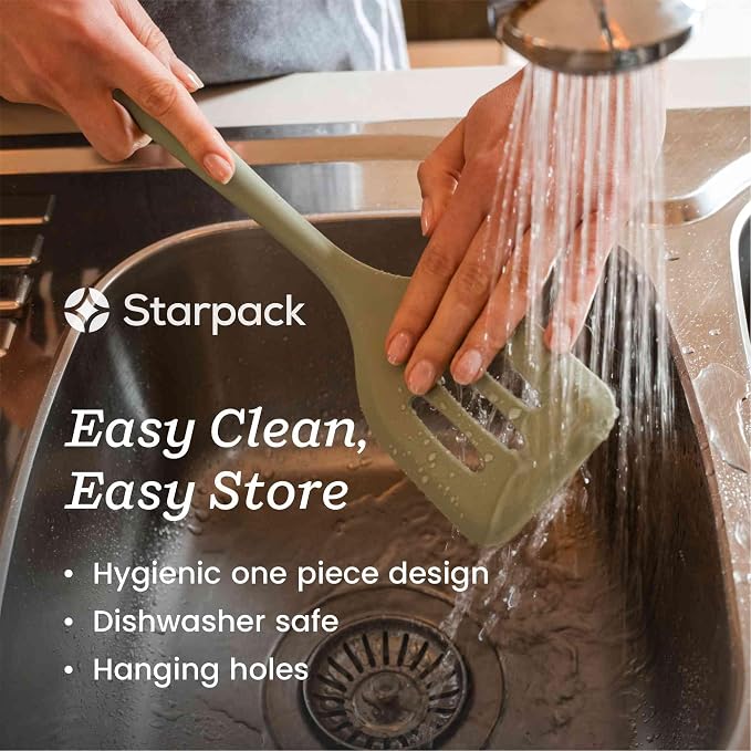 Starpack 'Head Turner' XL Premium Silicone Turner and Slotted Spatula - 13.5" Turning Spatulas High Heat Resistant to 600°F - Silicone Slotted Spatulas for Cooking - Non Stick Rubber Turning Spatula