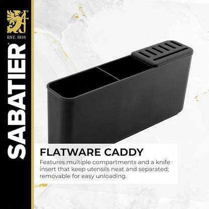 Sabatier Dish Drying Rack with Second Tier, Rust Resistant Wires and Angled Drain Board, Utensil Caddy Compact Dish Drying Rack