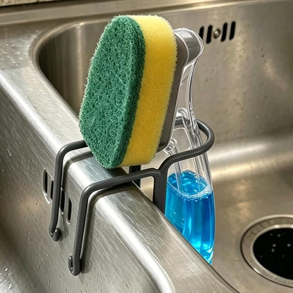 2 Packs Kitchen Sink Brush Holder, Rustproof Waterproof Dish Wand Holder, Sink Scrubber Caddy,Cover with rubber,Hanging Sponge Brush Dish Cloth Storage Rack, No Drilling One-Step Installation