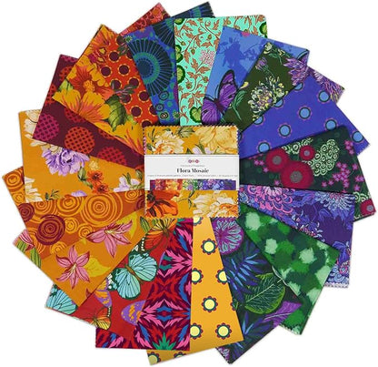 Soimoi 40Pcs 5" x 5" DIY Cotton Fabric Squares, 5" Layer Cake Fabric, Fabric Squares Bundles Patchwork, Pre-Cut Quilt Charm Pack, DIY Sewing Quarters Bundle, Quilting Fabric Bundles - Flora Mosaic