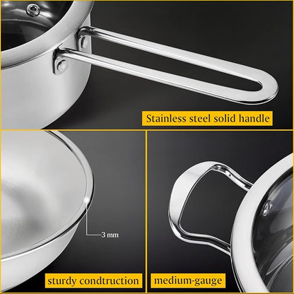 6Pcs Pots and Pans Set, Stainless Steel Pot Set, Nonstick Kitchen Cookware Set, Induction Pots Set with Stay-Cool Handle, Works with Electric and Gas Cooktops, Dishwasher Safe