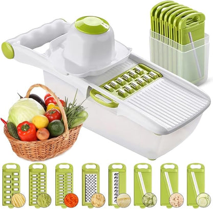 Mandoline Slicer for Kitchen, Adjustable Mandoline Food Slicer, Vegetable Slicer, Potato, Onion, Cucumber, Veggie Slicer, Multifunctional Vegetable Chopper with Container, Essential Kitchen Gadgets
