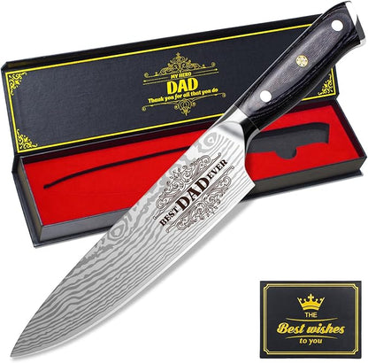 Fathers Day Dad Gift from Daughter Son Kids Dad Birthday Gift 8 inch Kitchen Knife Gift Set for Dad Professional Chef's Knife christmas presents for dad (Best Dad)