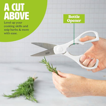 Tasty Kitchen Knife Set with Block, Cutlery Set includes Chef, Bread, Utility, Paring, Steak Knives & Shears, 10-Piece, White