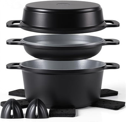 Ammeloo 8-Piece Ceramic Nonstick Cooking Pot Set with Lid, 4.5 Qt Soup Pot, All-in-One Stock Pot for All Stoves, Dishwasher Safe & Easy to Clean, Induction Ready, PFAS Free, for Stews, Soups & Pasta