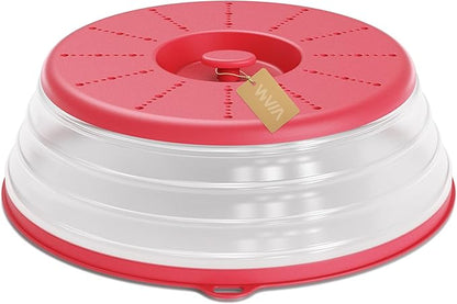 WVM Microwave Splatter Cover Vented for Food with Hook Hole, Splatter Guard & Colander Kitchen Gadget for Food, Meal Prep, Red, M(11"x3.26")-Pack of 1