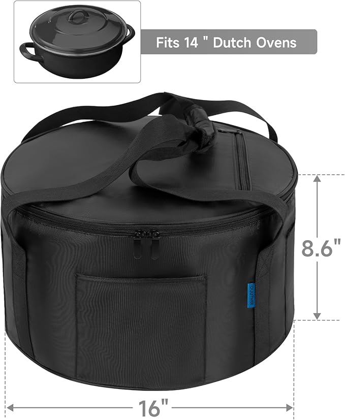 Dutch Oven Bag for 14 Inch,Durable Camp Dutch Oven Storage Bag,Carry Bag Extra Pockets and Sturdy Handles