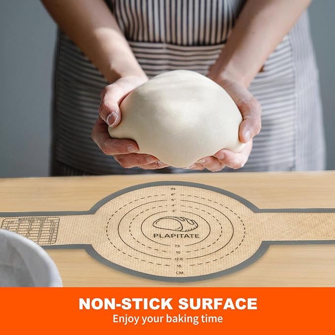 PLAPITATE Silicone Bread Sling Dutch Oven Liner, Non-Stick & Easy Clean Reusable Oval and Round Silicone Bread Baking Mat with Long Handles, Easy to Transfer Sourdough Bread - 2 Gray Set
