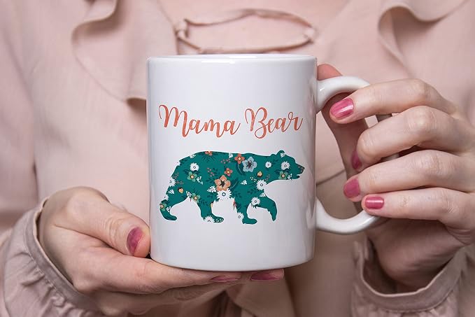 Vintage Floral Mama Bear Coffee Mug, Mother's Day Gifts, Gifts For Mom From Daughter Son, Mama Bear Floral Mugs, Floral Mom Graphic, Mothers Day Cozy Novelty Tea Cup