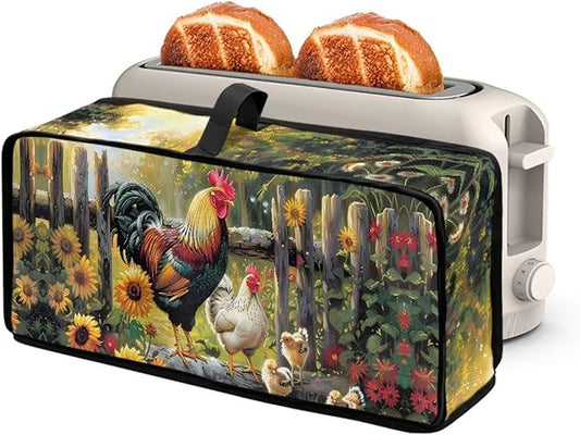 Toaster Cover Cute Farm Chicken Toaster Cover 2 Slice Long Slot Beige Slim Dustproof & Water-Resistant Dust Covers for Toasters 2 Slice Long Slot, Decor Kitchen Appliance Covers