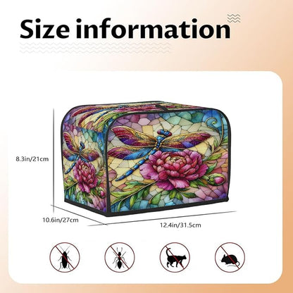 Flower Dragonfly Toaster Cover 4 Slice Wide Slot Washable Toaster Covers | Rainbow Art Dust and Fingerprint Protection Bread Maker Covers for Kitchen Accessories Decor Bakeware Women Gift