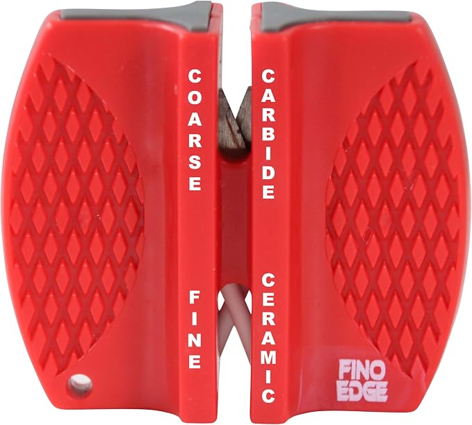 Quick 2-Stage Manual Knife Sharpener - Professional Ceramic & Carbide Kitchen Knife Sharpener - Compact Portable Design with Non-Slip Base for Safe Blade Maintenance