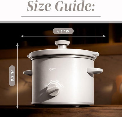COOK WITH COLOR 2QT Mini Electric Round Slow Cooker - Adjustable Settings, Removable Stoneware Pot, Tempered Glass Lid, Dishwasher Safe, Cool-Touch Side Handles, Cream
