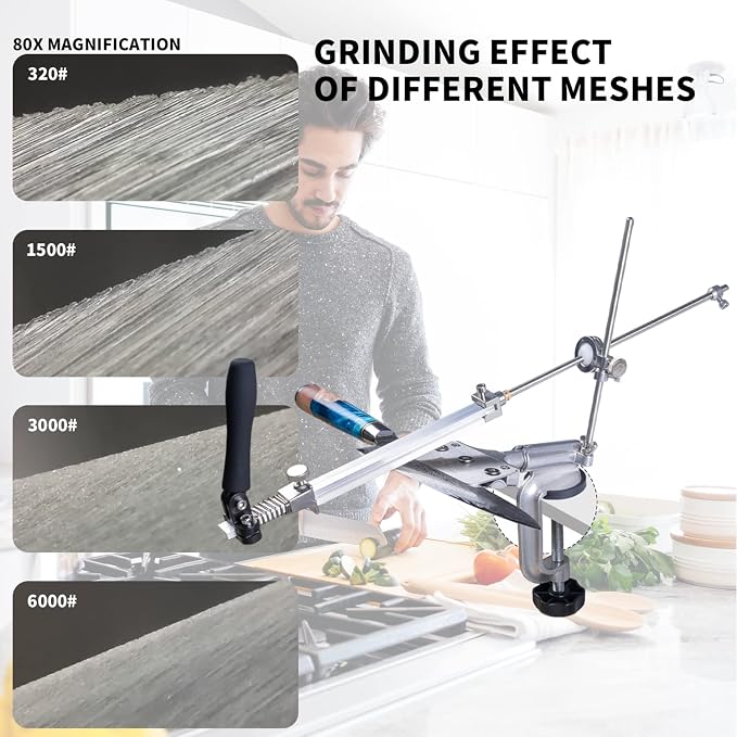 CWOVRS Knife Sharpening System, RX-008 Professional Knife Sharpener, 360° Flip Rotation, Upgraded Metal Fixed Angled Knife Sharpener Kit, Kitchen Chef Knife Sharpening Kit,12 Stones Kit