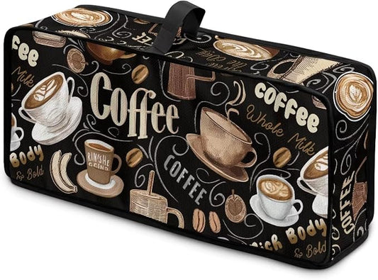 Toaster Cover 2 Slice Black Coffee Theme Cover for 2 Slice Slim Toaster Easy to Fold and Carry Small Appliance Covers, Dustproof & Water-Resistant, Easy to Clean
