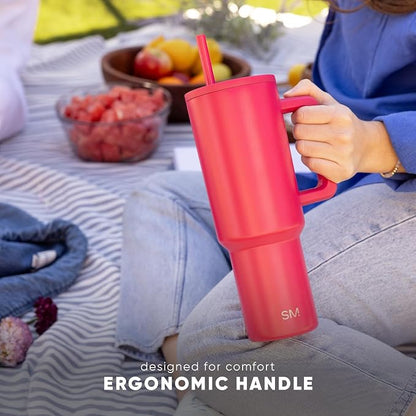 Simple Modern 40 oz Trek Tumbler with Handle and Straw Lid | Cup Holder Friendly Insulated Stainless Steel Travel Mug | Violet Dreams