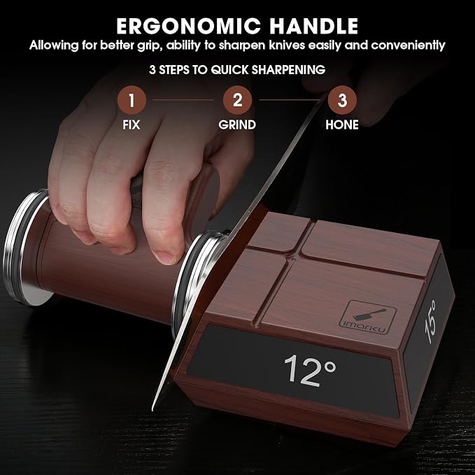 imarku Rolling Knife Sharpener, Magnetic 4-Angle Knife Sharpening Kit, 2 Diamond Discs for Any Hardness, Tool for Kitchen & Pocket Knives, 12/13/15/20, Fathers Day