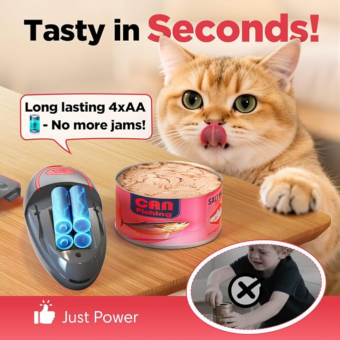 One Touch Electric Can Opener Fits Almost All Can Sizes for Seniors with Arthritis, Hand Held Battery Operated Can Opener with Smooth Edge, Food Safe Kitchen Gadgets Automatic Can Opener for Kitchen