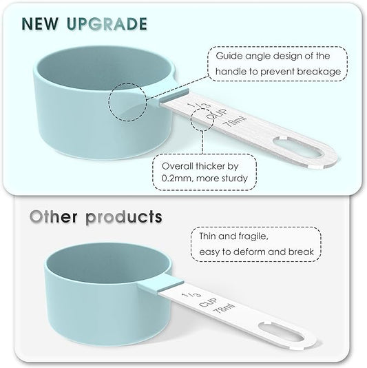 TILUCK Measuring Cups & Spoons Set, Stackable Cups and Spoons, Nesting Measure Cups with Stainless Steel Handle, Kitchen Gadgets for Cooking & Baking (Blue)