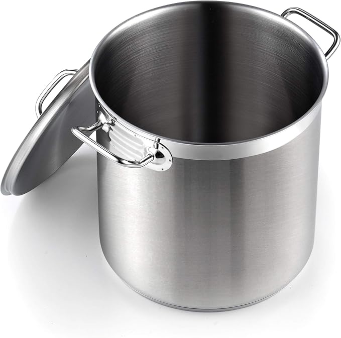 Cooks Standard Professional 11 Quart Stainless Steel Stock Pot with Lid, Large Stockpot for Cooking Pasta, Soup, Spaghetti, Oven Safe, Dishwasher Safe, Cookware for Canning, Boiling, Simmer