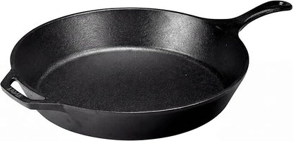 Lodge Seasoned Cast Iron Skillet 15 Inches - Frying Pan for the Stove, Grill or Campfire - Cooks Evenly - Features Easy-Grip Teardrop Handle - Non-Toxic, Nonstick & Long-Lasting