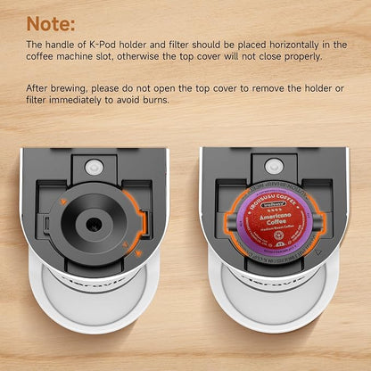 Horavie Small Single Serve Coffee Maker, Fast Brew One Cup Coffee Machine for K Cup and Grounds, 6 to 12 oz. Brew Sizes, Capsule Coffee Machine with Descaling Reminder and Viewing Tank, White