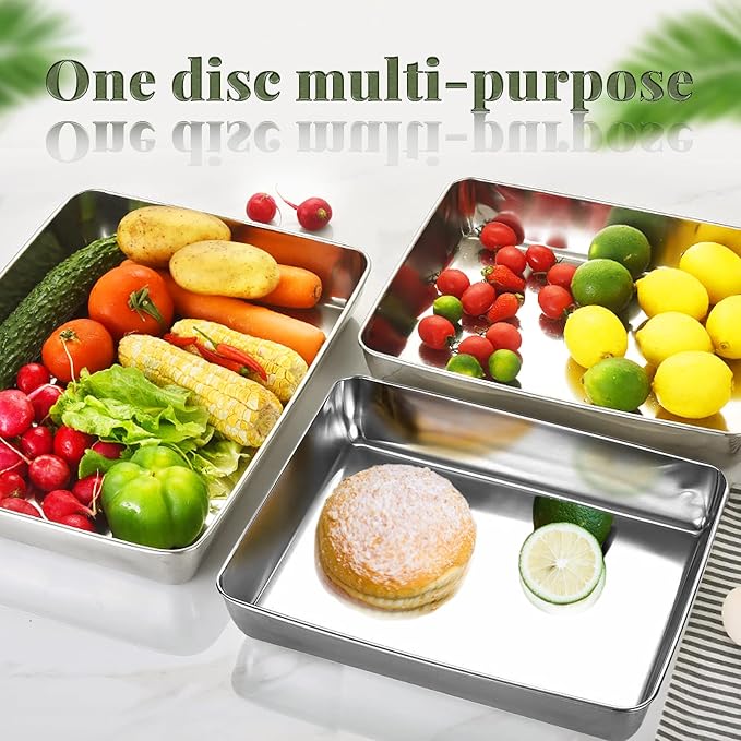 Baking Sheet with Rack Set, Sheet Pan With Rack, Heavy-Duty Stainless Steel Cookie Sheet Baking Pan Tray with Cooling Rack, Non-Toxic Easy to Clean and Dishwasher Safe (14.2x11x2.3 inches)